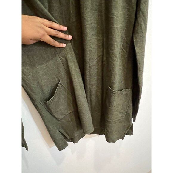 Stitch Fix Pink Clover Women Green Pockets Long Open Cardigan Comfy Fall Chic - Picture 3 of 8